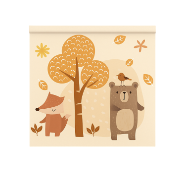 roleta do detskej izby béžové lesné zvieratá - Tenstickers