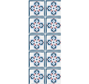 Roleta do kuchyne modro-červená portugalská dlažba - Tenstickers