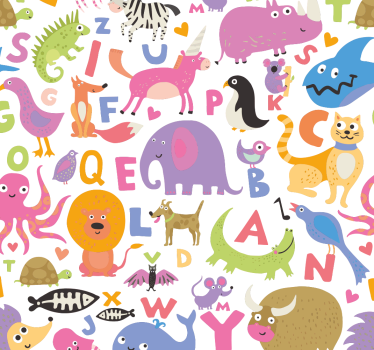 Roleta do detskej izby zvieratká abecedy - Tenstickers