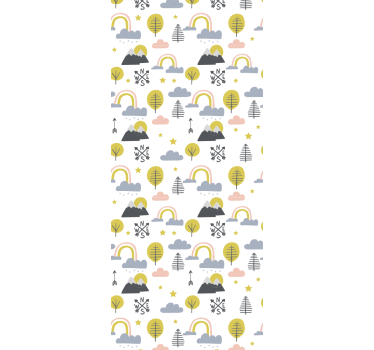 Roleta do detskej izby s minimalistickými stromami a dúhami - Tenstickers