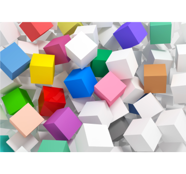 Roleta do obývačky 3d farebné kocky na stene - Tenstickers