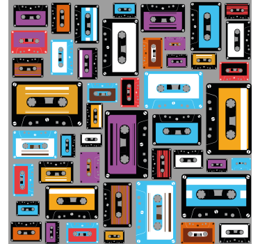 Roleta do obývačky s retro vzorom kazetových pásov - Tenstickers