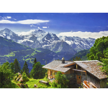 Roleta do obývačky grindelwald snehové hory a zelené pole - Tenstickers
