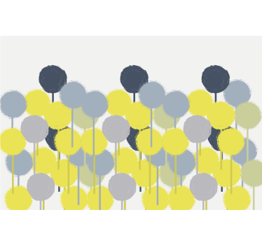 Roleta do obývačky minimalistické žlté a šedé kruhy - Tenstickers