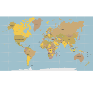 Modrá a béžová mapa sveta Roleta - Tenstickers
