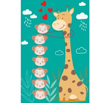 roleta zvieratká žirafa opičia láska - Tenstickers