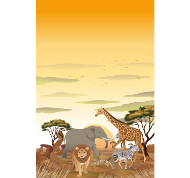 Africká karikatúra krajina zviera Rolety - Tenstickers