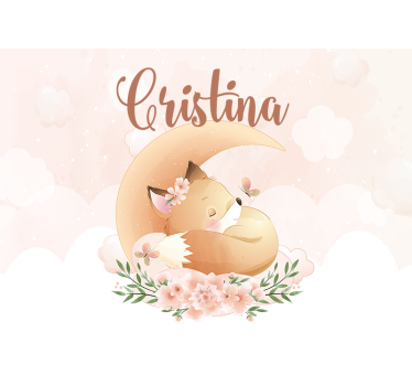 roleta do detskej izby spiaca líška na mesiaci s menom - Tenstickers