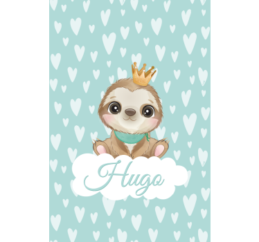 roleta do detskej izby leňoch s korunou a menom - Tenstickers