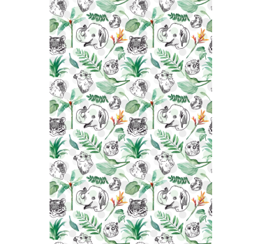 Roleta do detskej izby zelené jungle zvieratá - Tenstickers