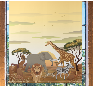 Africká karikatúra krajina zviera Rolety - Tenstickers
