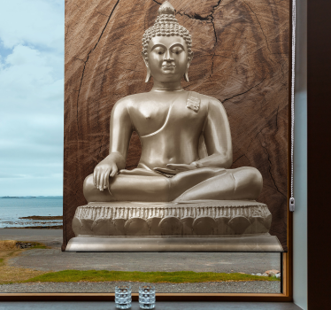 Drevený budha zen hnedá roleta - Tenstickers