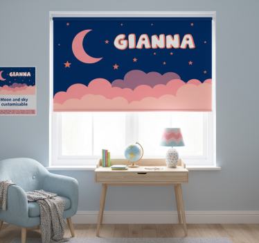 Fialová roleta prispôsobiteľná mesiacom a oblohou - Tenstickers