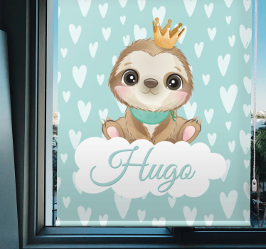roleta do detskej izby leňoch s korunou a menom - Tenstickers