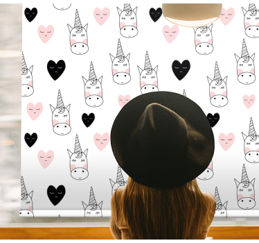 roleta do detskej izby minimalistické srdce jednorožca - Tenstickers