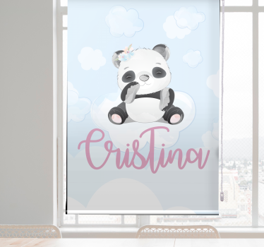 roleta do detskej izby panda sedí s menom - Tenstickers