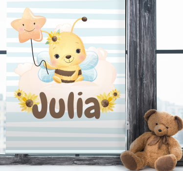 roleta do detskej izby roztomilá včielka s menom - Tenstickers
