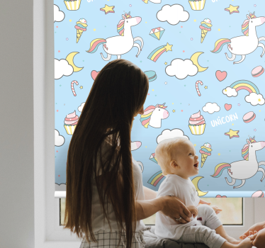 roleta do detskej izby roztomilé jednorožce a dúhy - Tenstickers