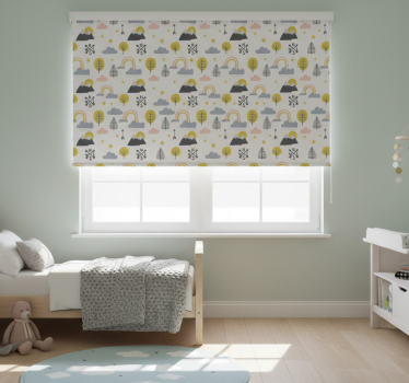 Roleta do detskej izby s minimalistickými stromami a dúhami - Tenstickers