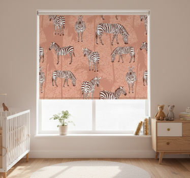 Roleta do detskej izby zebra a hnedé palmy - Tenstickers