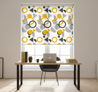 Roleta do kancelárie s bezšvíkovým retro geometrickým vzorom - Tenstickers