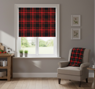 Roleta do kuchyne menzies tartan čierna červená kocka - Tenstickers