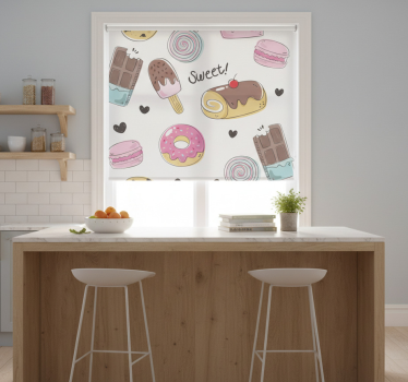 Roleta do kuchyne s motívom sladkých pochúťok - Tenstickers