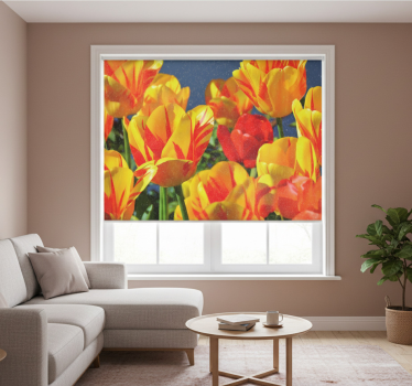 Roleta do obývačky červené a žlté tulipány - Tenstickers