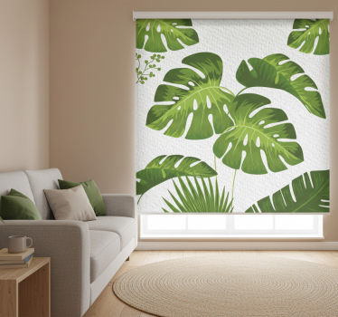 Roleta do obývačky s listom monstery - Tenstickers