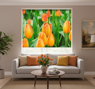 Roleta do obývačky s oranžovými tulipánmi - Tenstickers