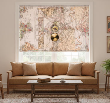 Roleta do obývačky vintage mapový mural - Tenstickers