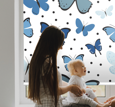 roleta motýle modré vlajúce a bodky - Tenstickers