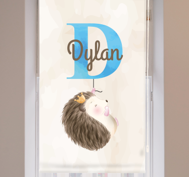 roleta do detskej izby ježko s iniciálou a menom - Tenstickers