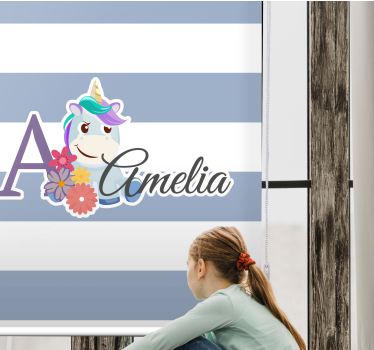roleta do detskej izby personalizované meno jednorožca - Tenstickers