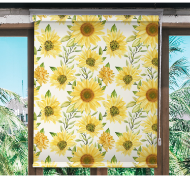 roleta na okno kvety botanická úprava slnečnice - Tenstickers