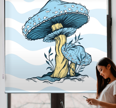 roleta na okno kvety modré huby - Tenstickers