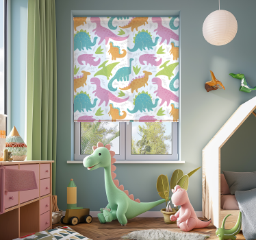 roleta na okno dinosaury pastelové farby - Tenstickers