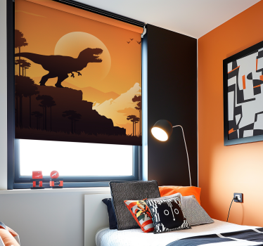 roleta na okno dinosaury silueta t-rexa - Tenstickers