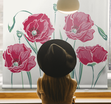 roleta na okno kvety elegancia makového kvetu - Tenstickers