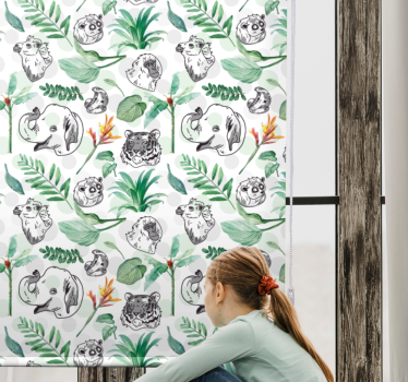 Roleta do detskej izby zelené jungle zvieratá - Tenstickers