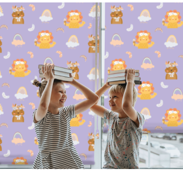 roleta do detskej izby mláďatá zvierat a dúhy - Tenstickers