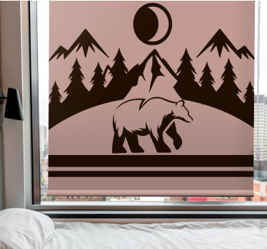 roleta so zvieratami medveď a hory - Tenstickers