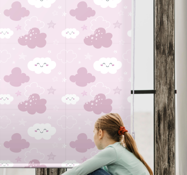 Ružové pozadie s bielou happy cloud roletou - Tenstickers
