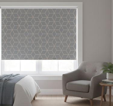 Sivá roleta s geometrickým šedým hexagónovým vzorom - Tenstickers