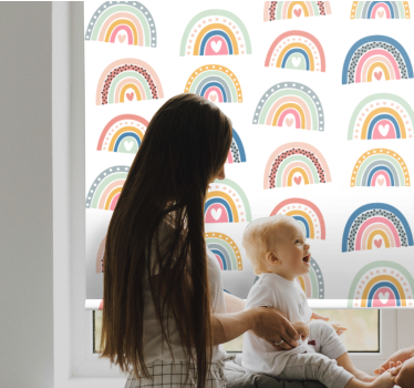 Roleta do detskej izby farebné srdcové dúhy - Tenstickers