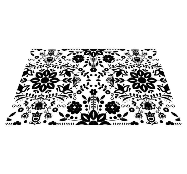 čierny ľudový vzor kvetinové prestierania - Tenstickers