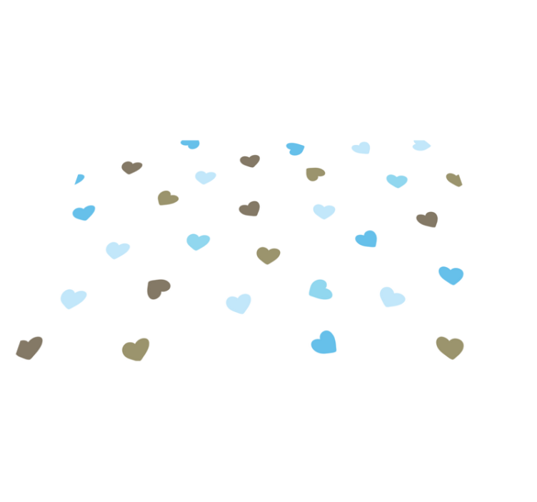 Modré a hnedé srdiečka vinylové prestierania - Tenstickers