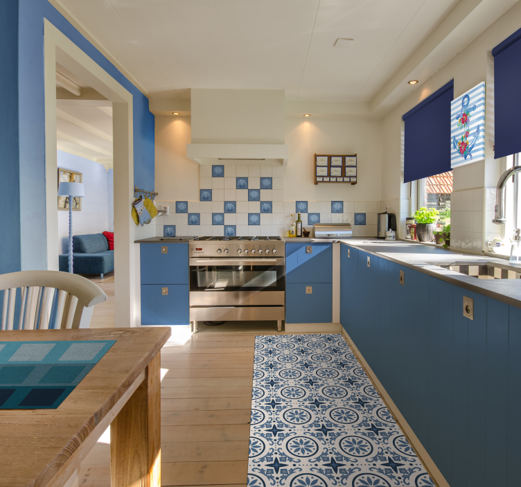 Modré štvorce moderné prestieranie - Tenstickers