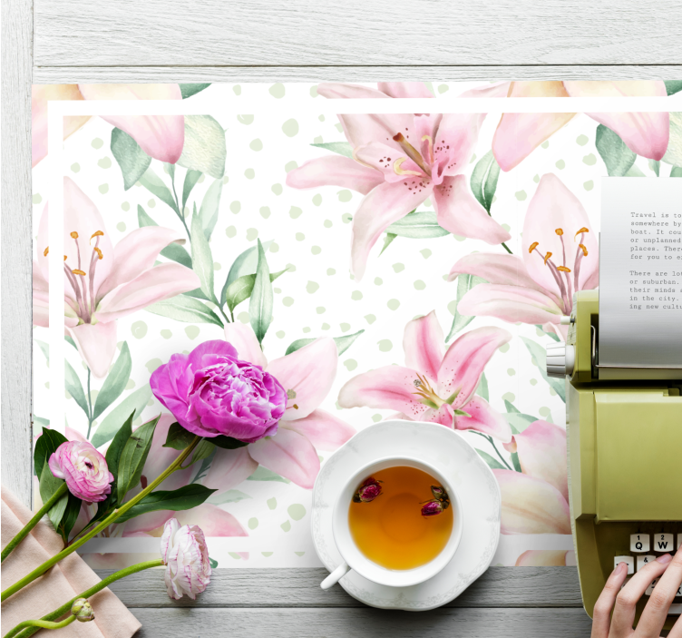 Akvarelové ružové kvety elegantné prestieranie - Tenstickers