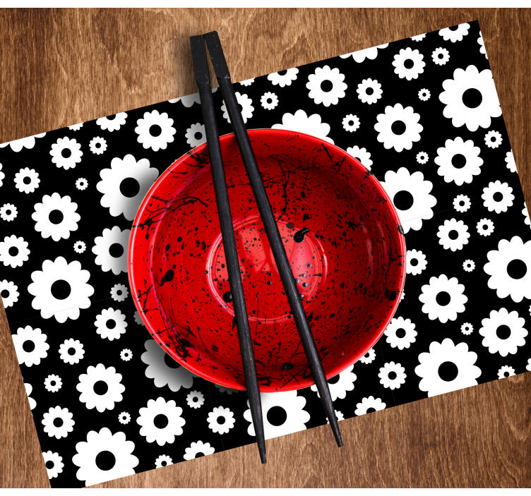 čierne pozadie biele sedmokrásky vinylové prestierania - Tenstickers